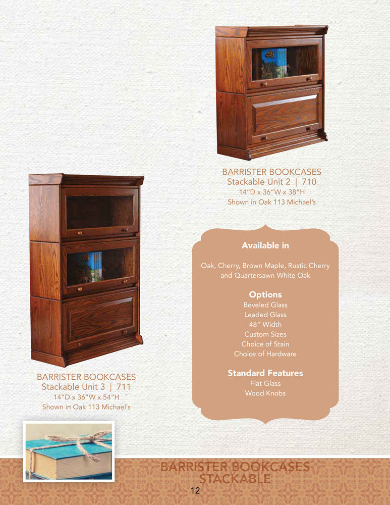 Barrister Bookcases One Piece 2 Door