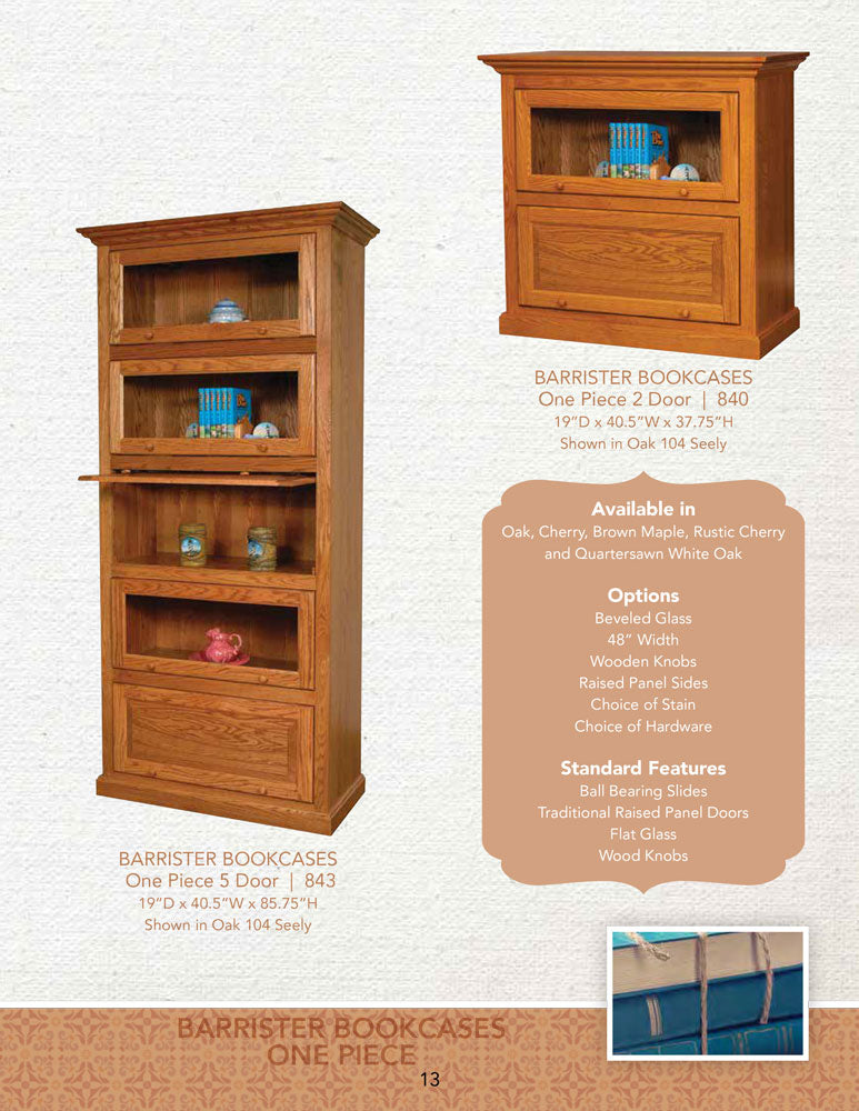 Barrister Bookcases One Piece 2 Door
