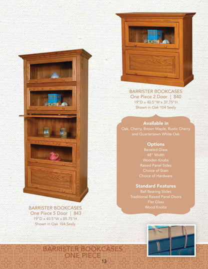 Barrister Bookcases One Piece 2 Door
