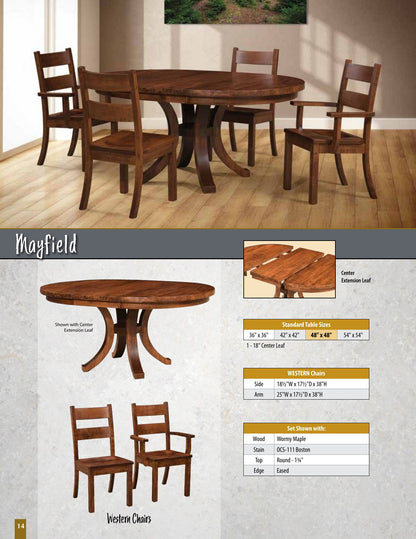 Mayfield Saw-Marked Single Pedestal Table catalog page