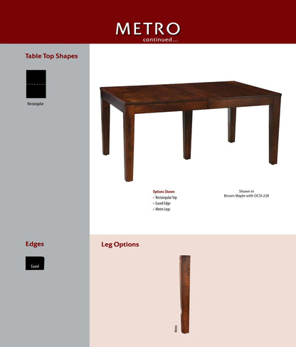 Metro Leg Table catalog page