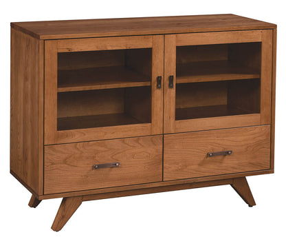 Mid Century Glass Door TV Console