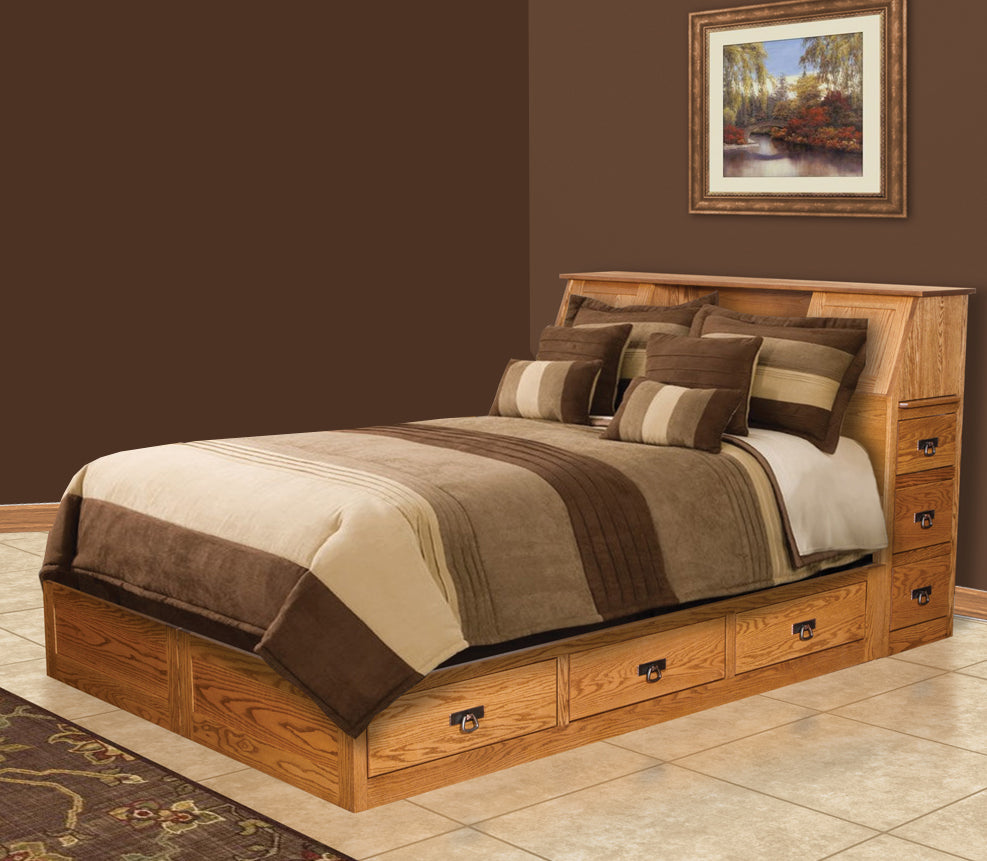 Space Saver Mission Bookcase Pedestal Bed