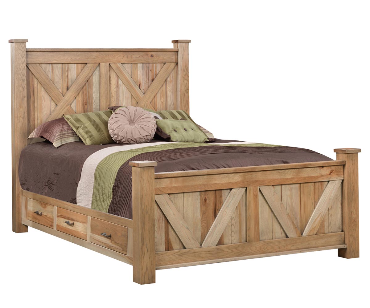 Timber Mill Bed with 234-SR Storage Upgrade and Regular Footboard