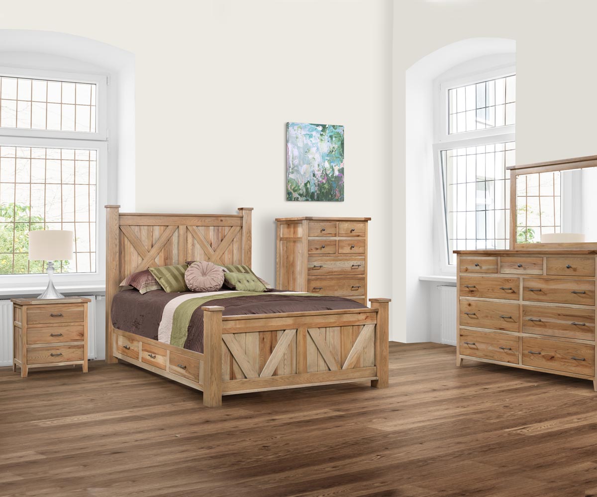 Timber Mill Bed with 234-SR Storage Upgrade and Regular Footboard