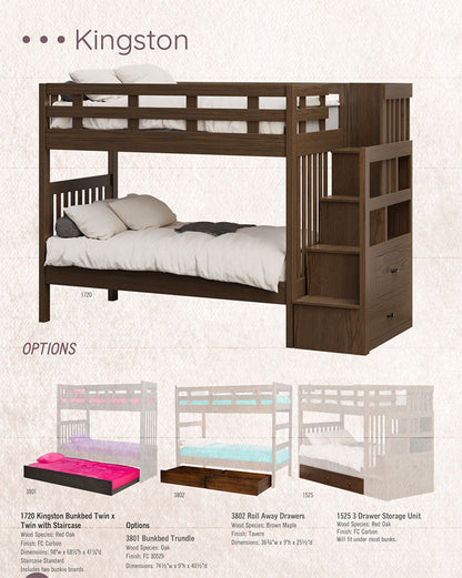 Kingston Twin xTwin Bunk Bed with Staircase