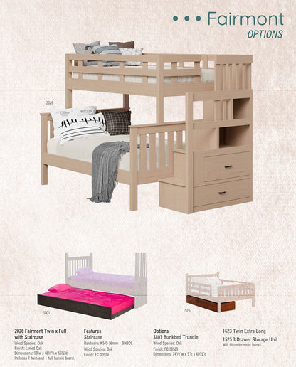 Fairmont Twin x Full Bunk Bed with Staircase