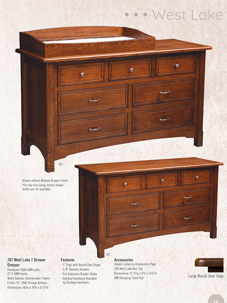 Amish West Lake Six Drawer Dresser