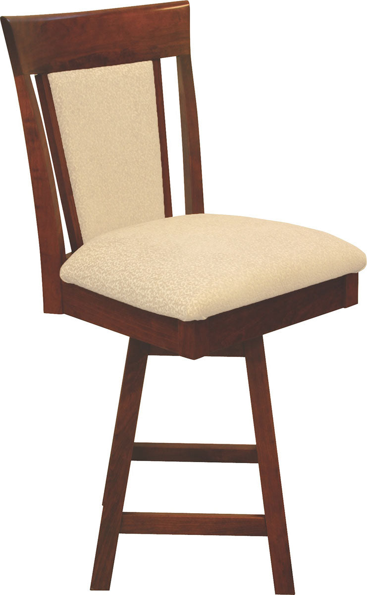 Old World OW Shaker Swivel Bar Stool with Fabric Seat and Back