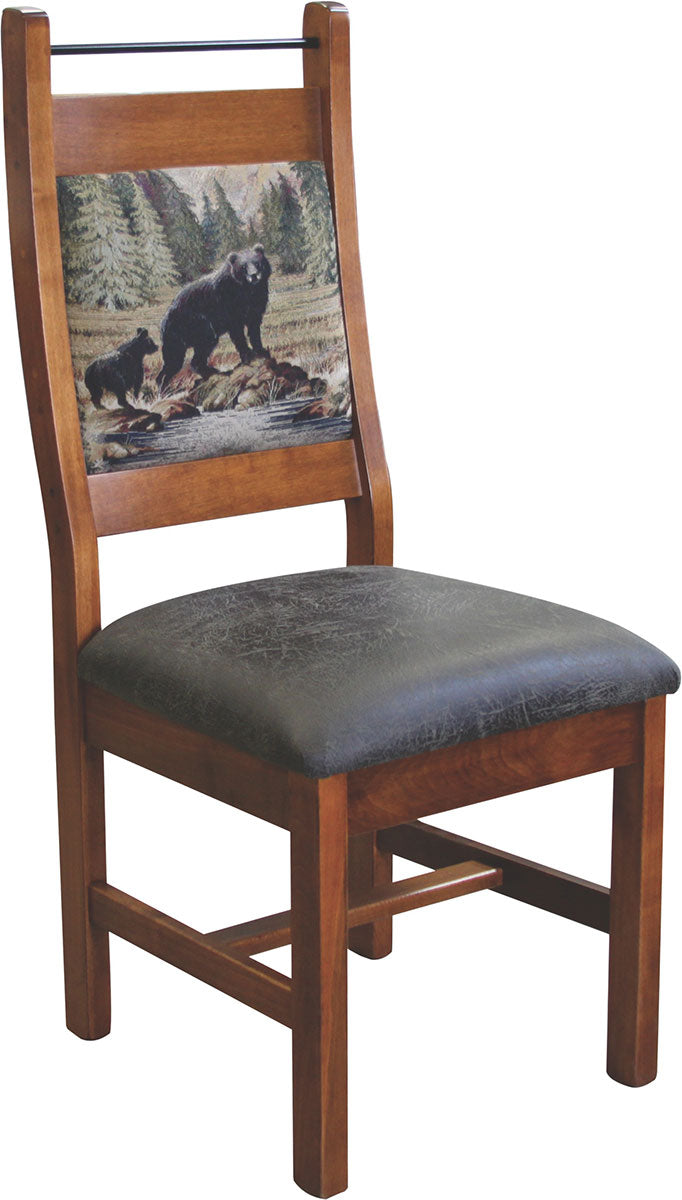 Tony Ladderback Chair with Fabric Seat and Back and Iron Bar