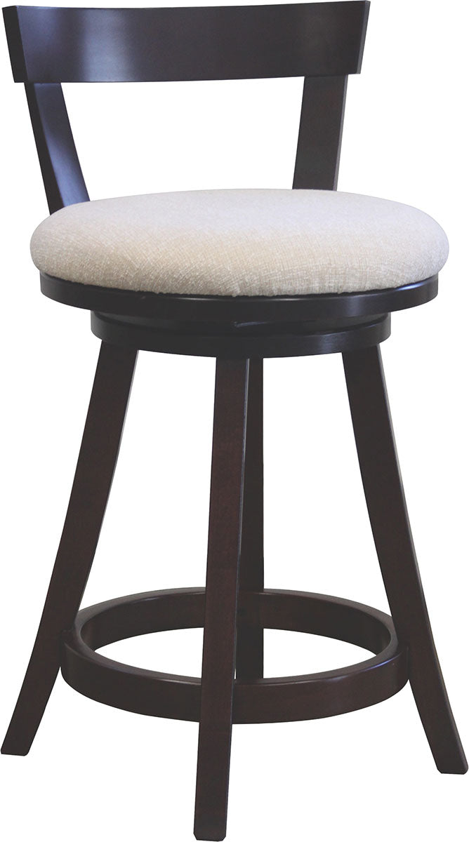 Turnstone Swivel Bar Stool with Back and Metal Ring with Fabric Seat