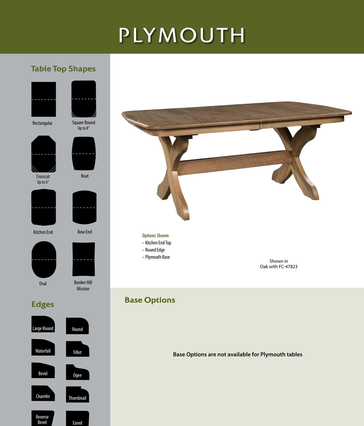 Plymouth Double Pedestal Table catalog page