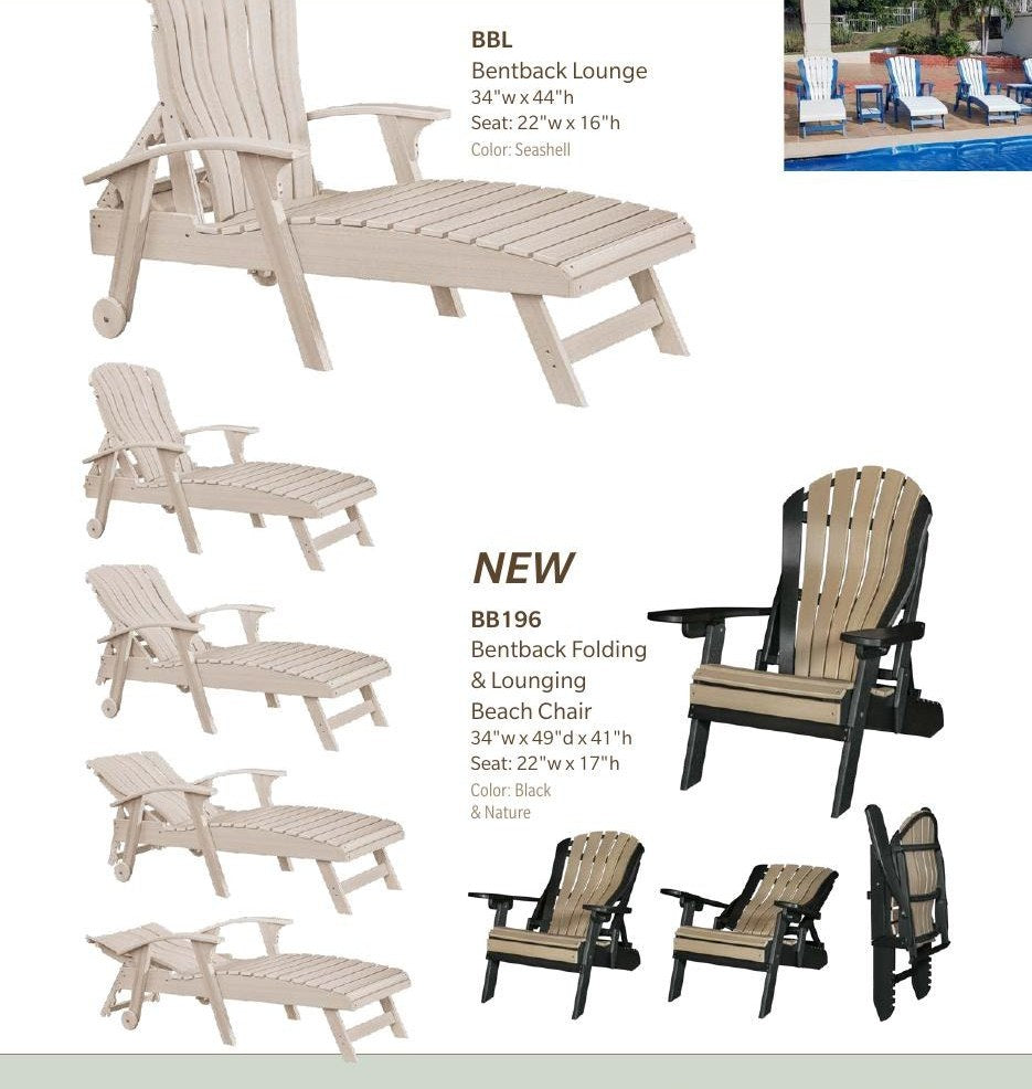 Poly Adirondack Bentback Folding & Lounging Beach Chair