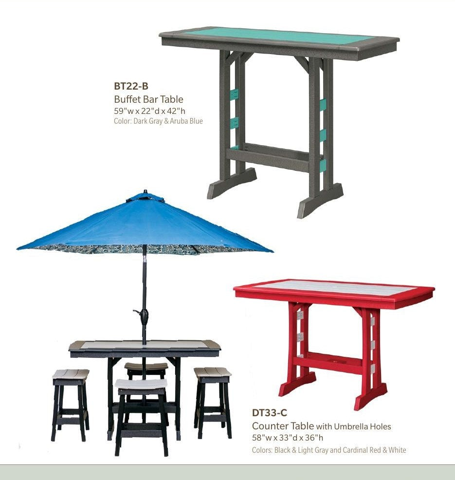 Poly Buffet Bar Table 22x58 - Bar Height 42" w/Border