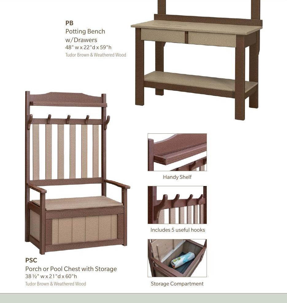 Poly 4' Potting Bench w/Drawers