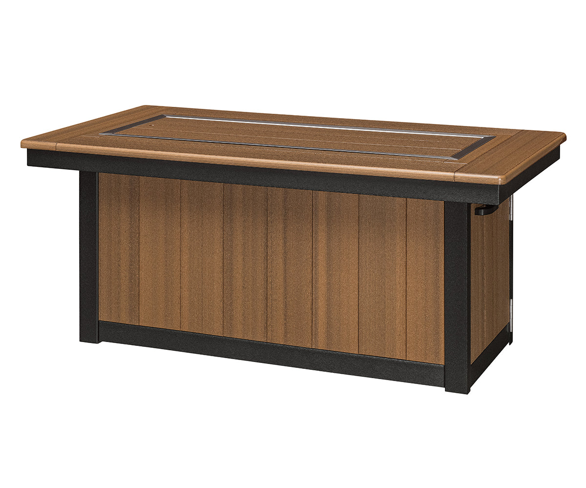 Poly Rectangle Conversation Firepit Table with 42" Burner