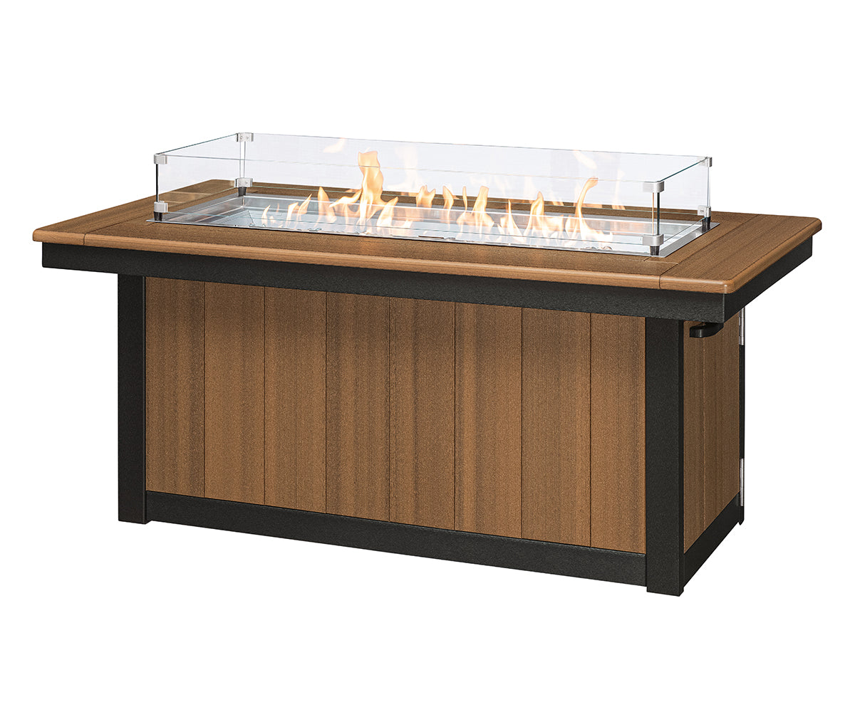Poly Rectangle Conversation Firepit Table with 42" Burner
