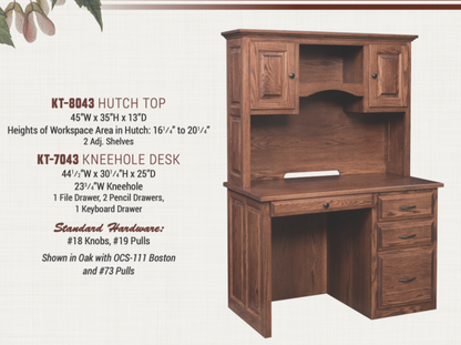 Raised Panel 45″ Student's Desk with Hutch Top