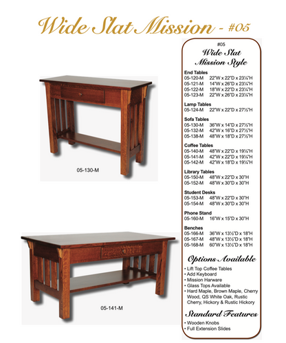 Wide Slat Mission End Table With Drawer