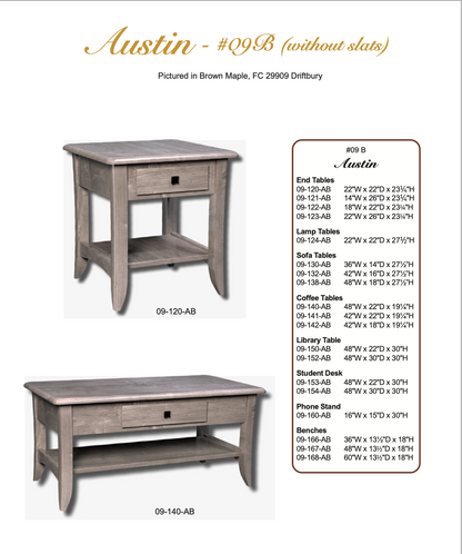 Austin (With Slats) Chair Side Table With Drawer