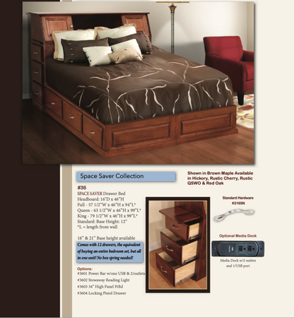 Deluxe All In One Traditional Fluted Bookcase Pedestal Bed