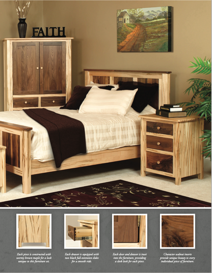 Cornwell Bedroom Set (Wormy Maple & Walnut Woods)