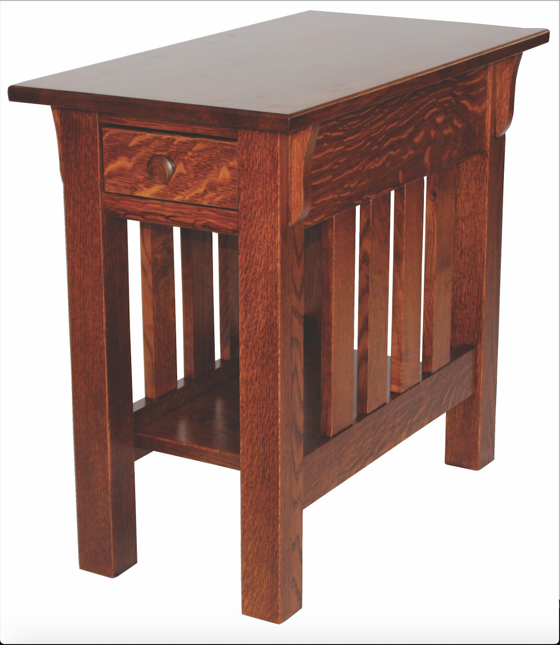 Wide Slat Mission 14" Chair Side Table With Drawer