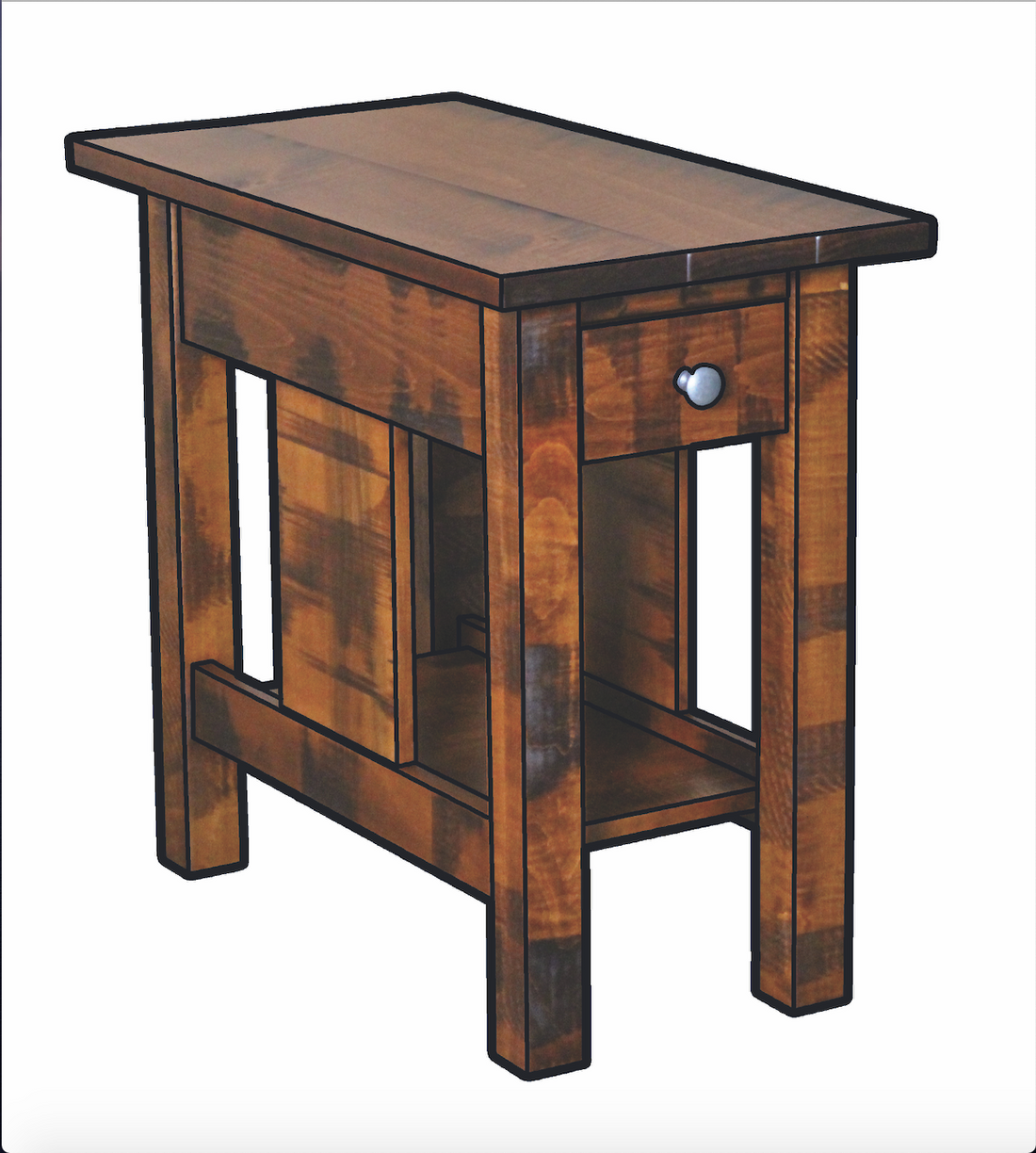 Weldon Rough Sawn 14" Chair Side Table With Drawer