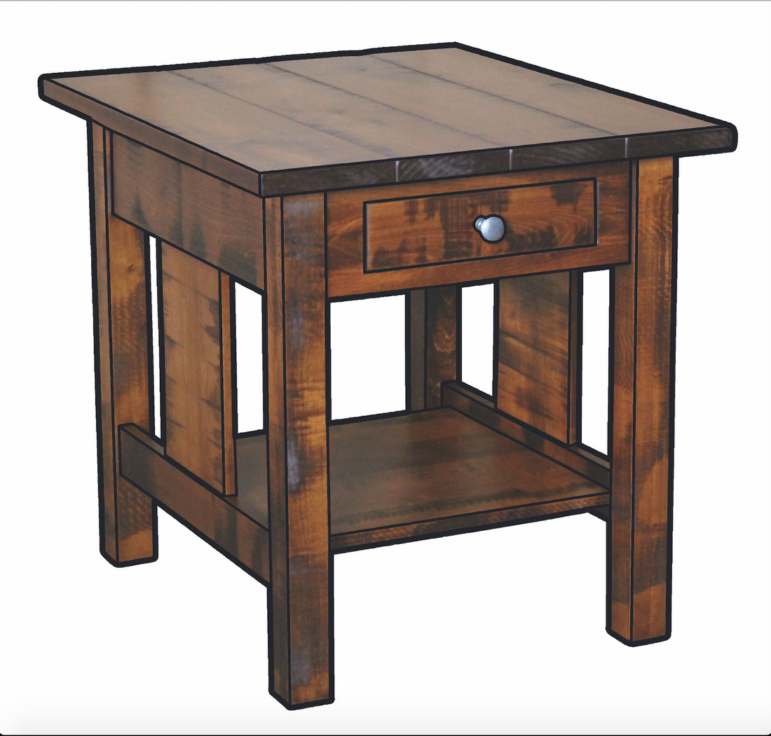 Weldon Rough Sawn 22" End Table With Drawer