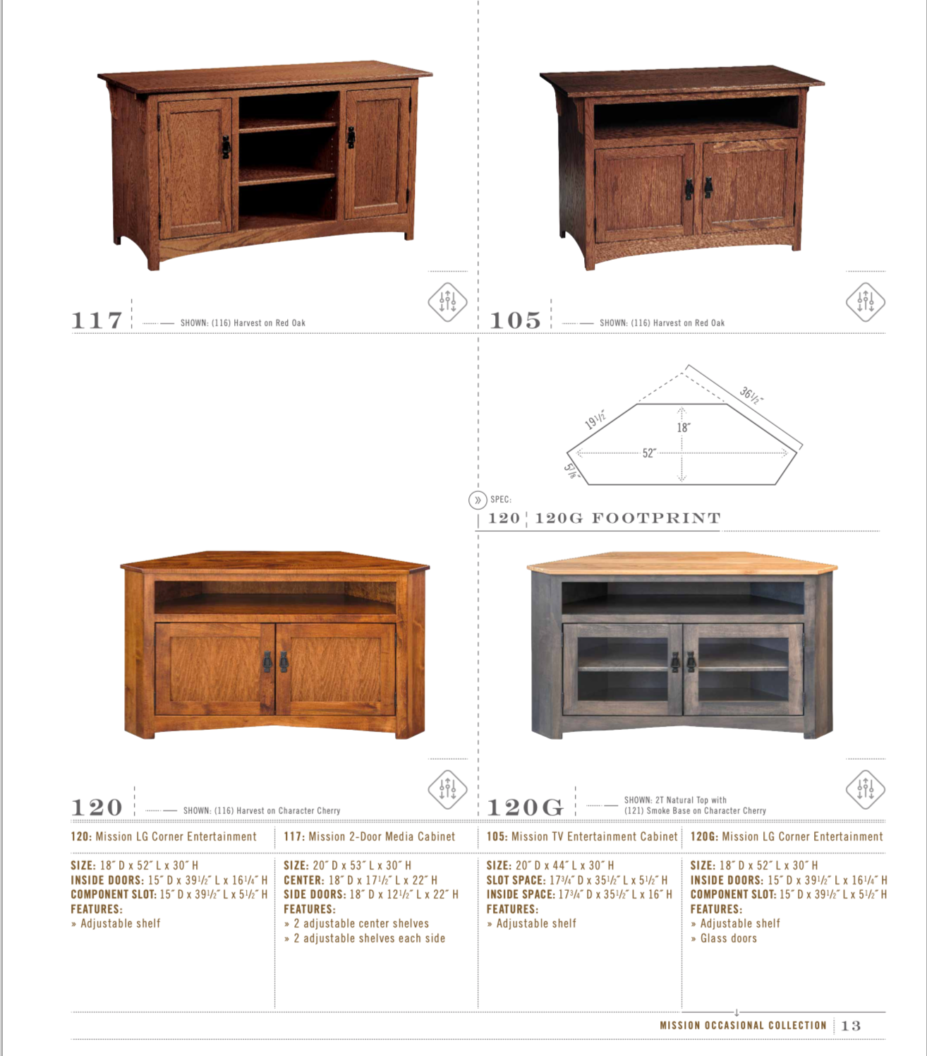 Mission 62″ TV Entertainment Center in Rustic Cherry