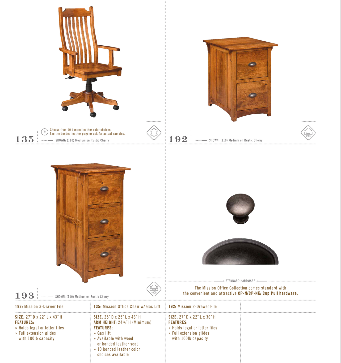 3 Drawer Mission Deluxe File Cabinet