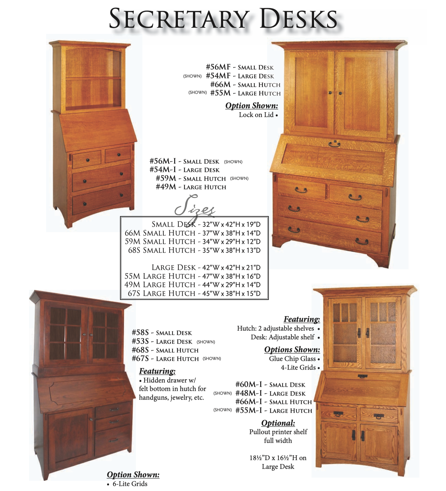 Traditional Deluxe Small Secretary Desk 