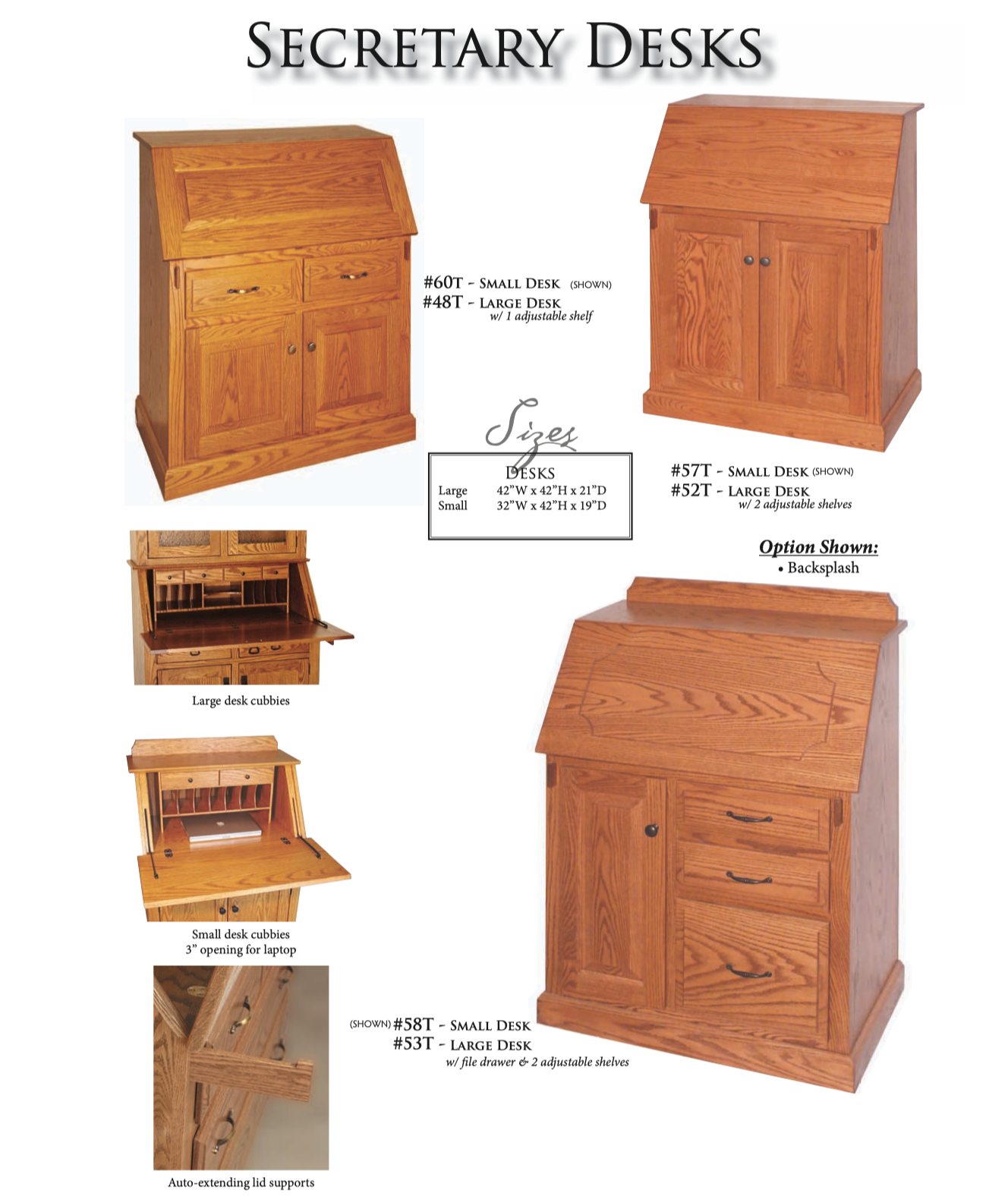 Mission Secretary Desk with Hutch Top