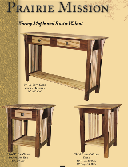Prairie Mission Wormy Maple and Walnut 19" x 24" End Table