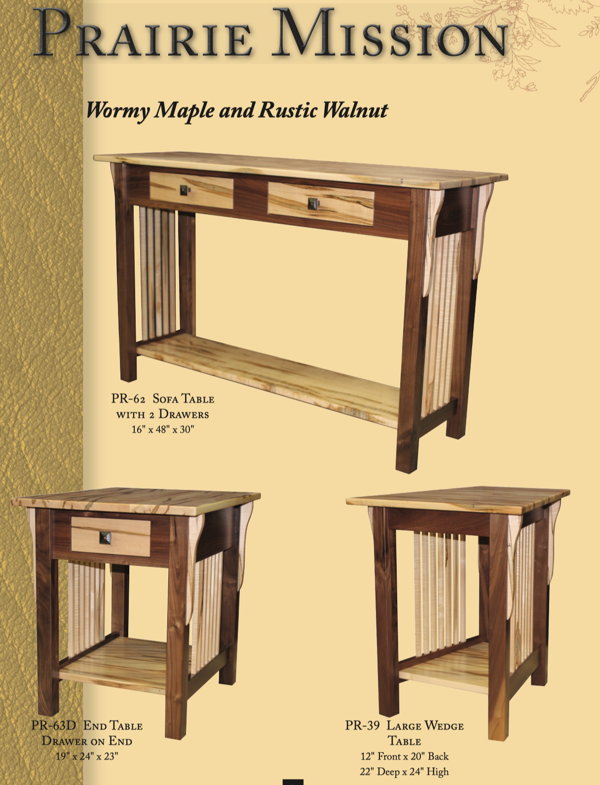 Prairie Mission 34" x 48" Coffee Table with Four Drawers