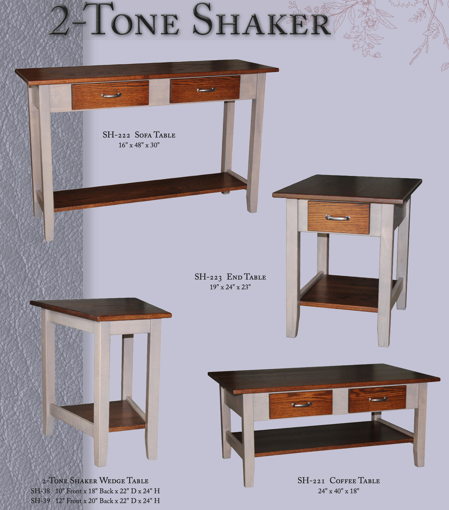 Shaker 2-Tone 19" x 24" End Table