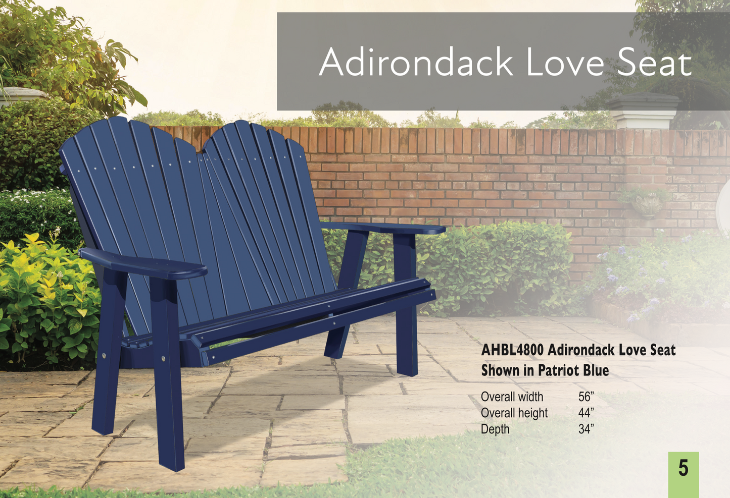 Poly 4′ Adirondack Love Seat Bench