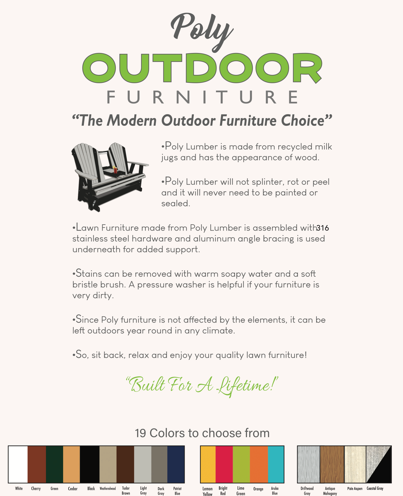 Poly 4′ Adirondack Love Seat Bench
