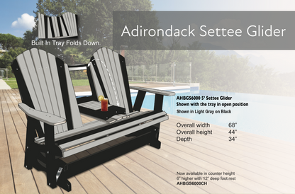 Poly 5′ Adirondack Glider with Fold Down