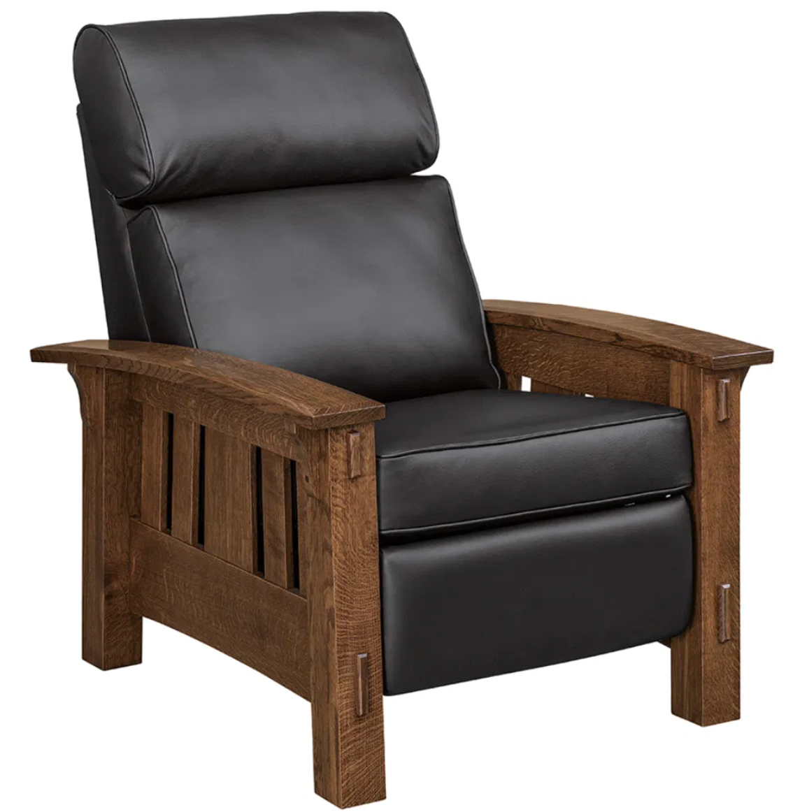 Amish Crafted McCoy Stockton Recliner - Cherry | Asbury FC-7992 | Black Genuine Leather