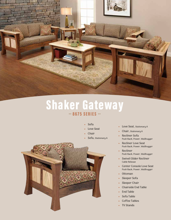 Shaker Gateway Center Console Recliner Love Seat