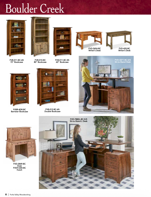 Boulder Creek 8 Drawer L Desk W/3 Door Hutch Top -- 78"W Left, 78"W Right