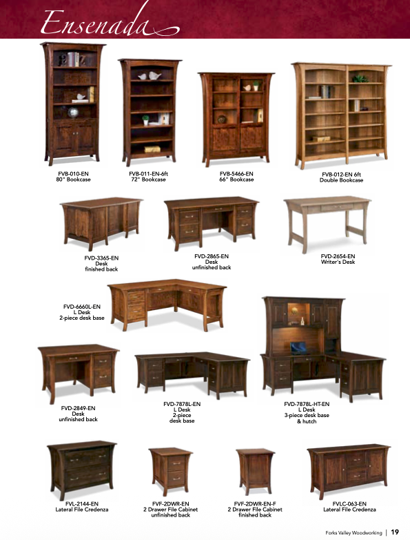 Ensenada 6 Drawer L Desk 78"W Left W/Unfinished Back, 78"W Right W/Finished Back