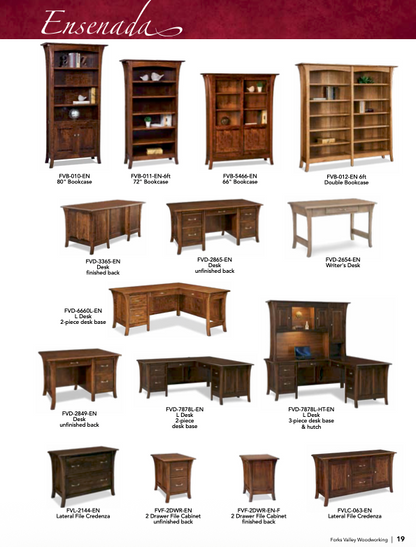 Ensenada Double Pedestal 5 Drawer Desk W/Finished Backside & Curved Top