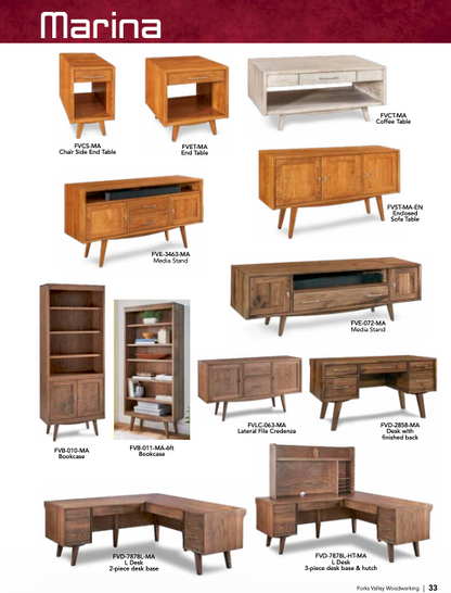 Marina 6 Drawer L Desk W/Open Hutch Top – 78"W Left, 78"W Right