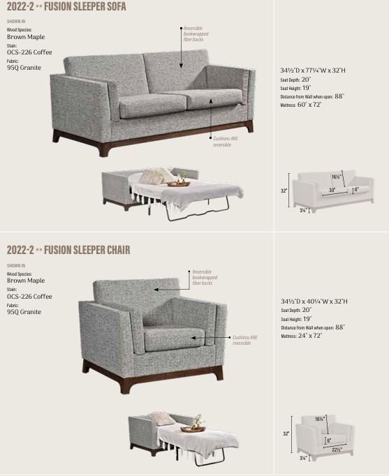 Fusion Sleeper Sofa - 60" Mattress