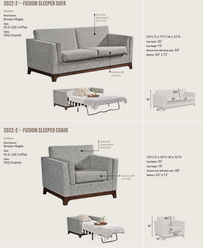 Fusion Sleeper Sofa - 60" Mattress