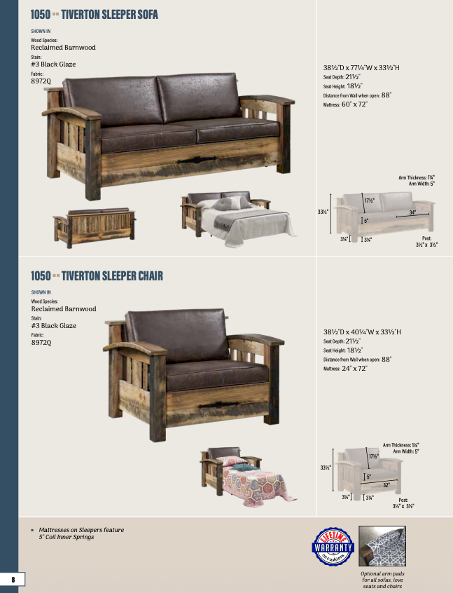 Tiverton Sleeper Chair - 24" Mattress