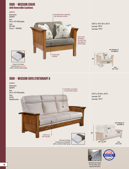 Mission Chair  with Reversible Cushions