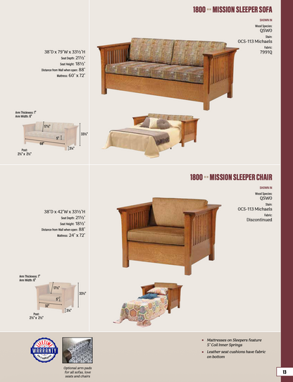 Mission Sleeper Sofa - 60" Mattress